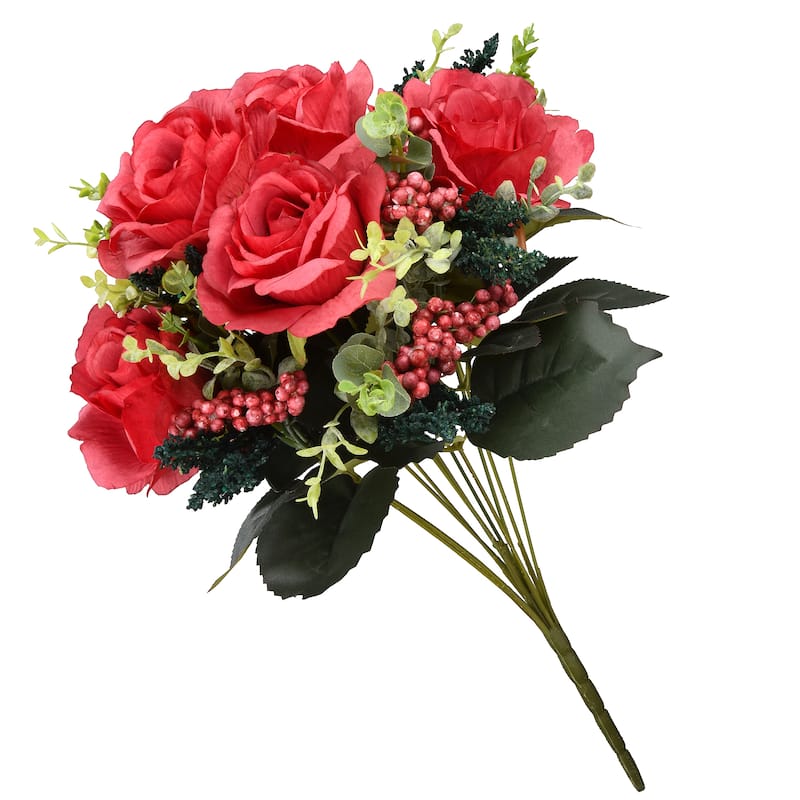 National Tree Company 19 in. Red Rose Bundle