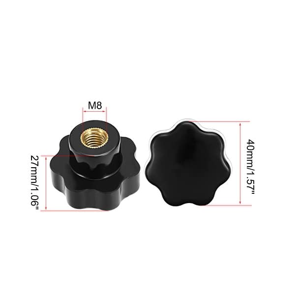 Star Knob Grip Handle M8 Diameter Insert Female Threaded Black - Bed ...