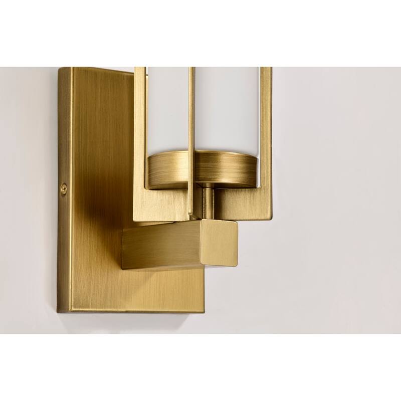 Roselle 1 Light Vanity Natural Brass with White Glass - Natural Brass