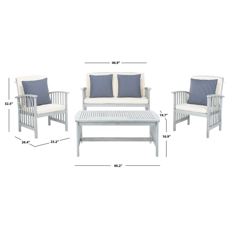SAFAVIEH Outdoor Rocklin 4-piece Conversation Patio Set
