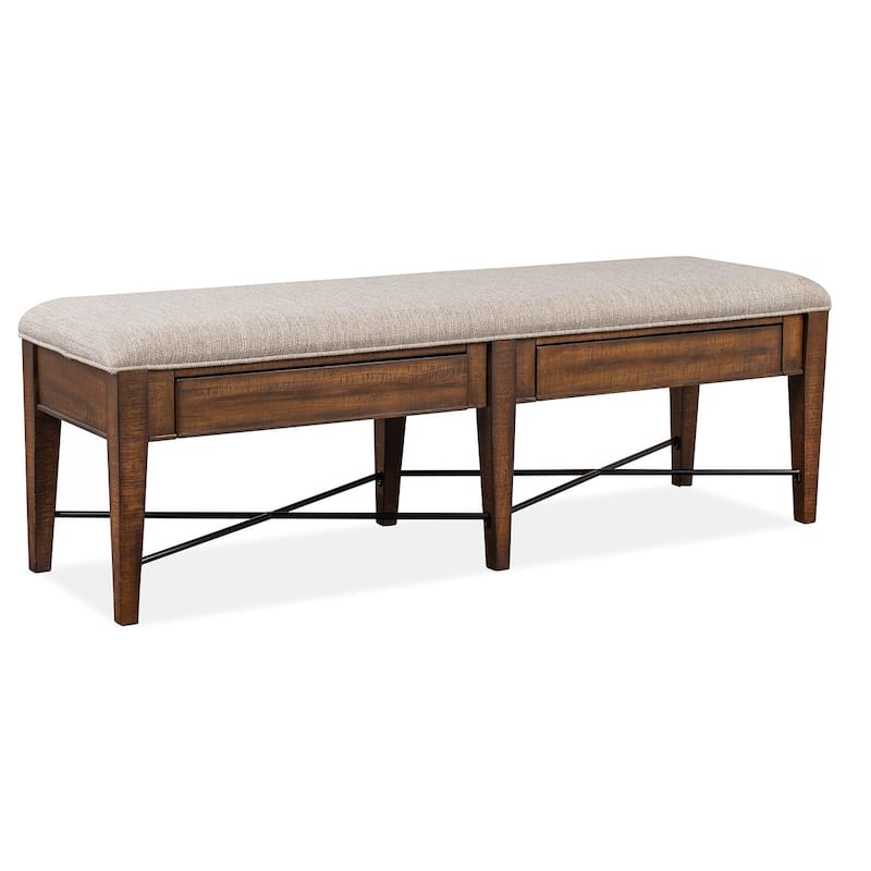 Magnussen Home Bay Creek Toasted Nutmeg Upholstered Bench - 58''W x 17''D x 19''H - 58''W x 17''D x 19''H - Toasted Nutmeg