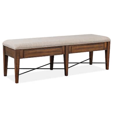 Magnussen Home Bay Creek Toasted Nutmeg Upholstered Bench - 58''W x 17''D x 19''H