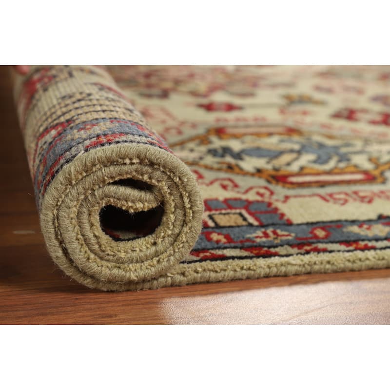 Hand Knotted Oriental 100% Wool Carpet Transitional Geometric Green Oushak Area Rug - 5' 10'' X 3' 11''
