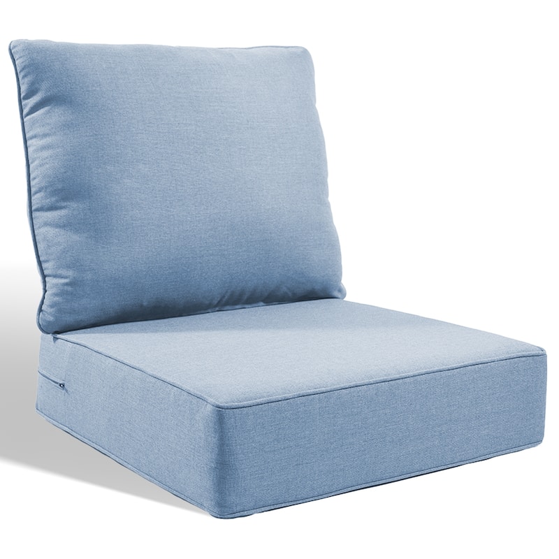 Pocassy 24x24x6 Inch Thick Cushions Pillows Set Indoor Outdoor Deep Seat Water & Fade Resistant - Baby Blue Cushion - 1 Set Seat & Back Cushion