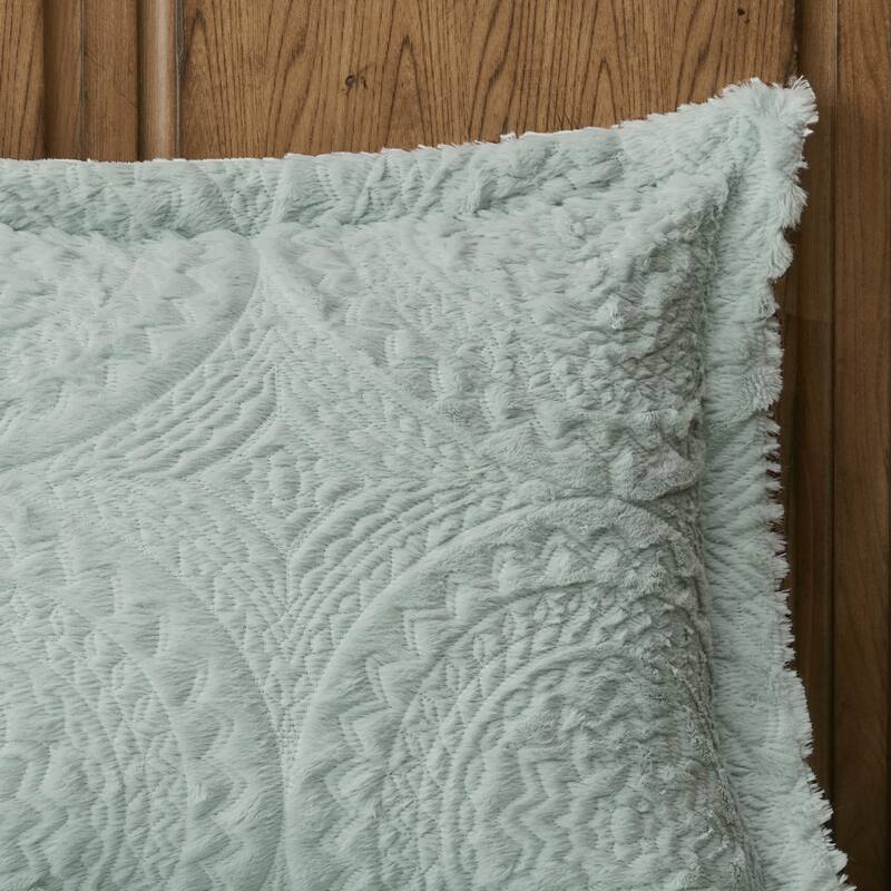 Madison Park Nova Embroidered Medallion Faux Fur Plush Comforter Set