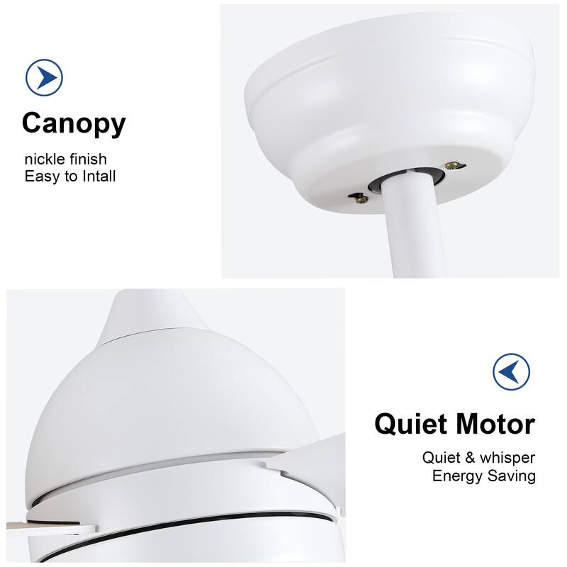 Indoor Smart Voice Control Ceiling Fan with Light, 48" Integrated LED Ceiling Fan for Bedrooms Kitchens Patios