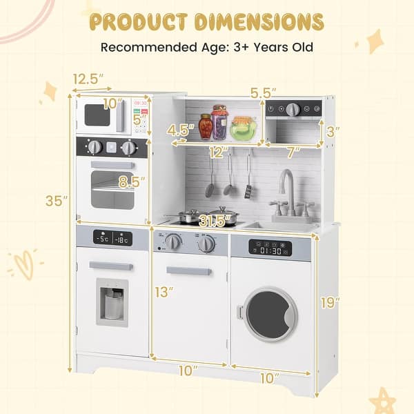 Gymax ids Play Kitchen Toy Set w/ Water Dispenser Sink Faucet