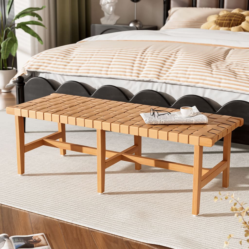 Christopher Knight Home - Elena Modernist Acacia Wood Bench - 54.5"L