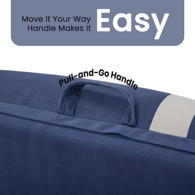 2-Piece Floor Sofa Bed with Adjustable Backrest, Sleeper Sofa with 5-Second Foldable, Upholstered Bean Bag Base & Pillow