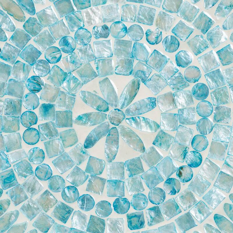 Olesia Modern Bohemian Blue Mother of Pearl End Table