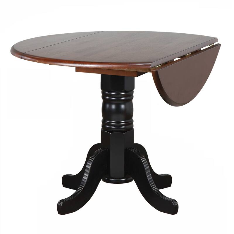 Round Extendable Dining Set - 42" Solid Wood Table & 2 Retro Chairs