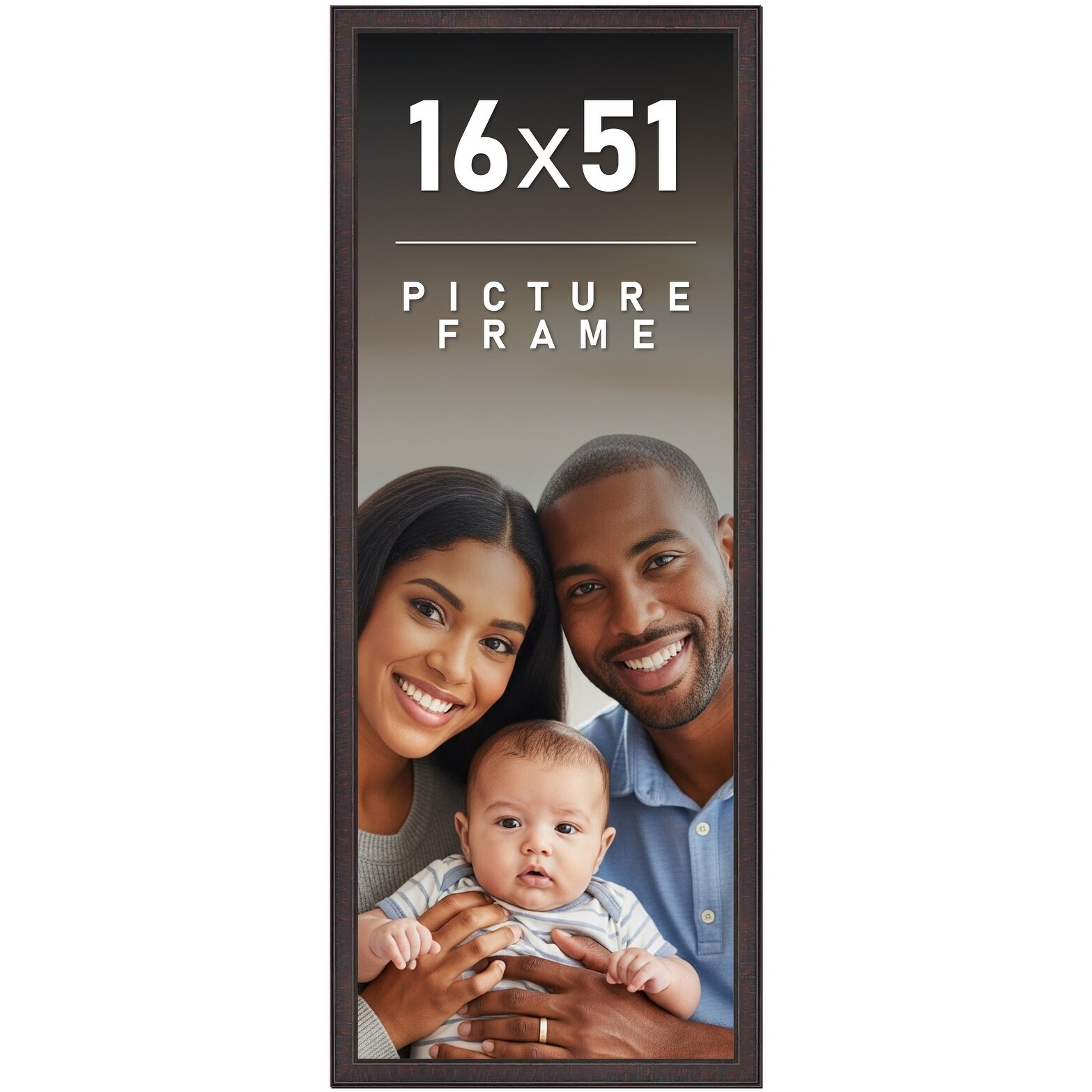 16x51 Frame Brown Solid Wood Picture Frame - Complete Modern Photo