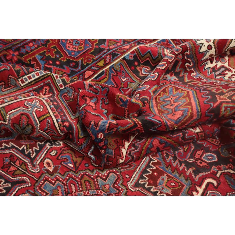 Hand Knotted Oriental 100% Wool Carpet Traditional Medallion Red Heriz Area Rug - 11' 0'' X 8' 8''