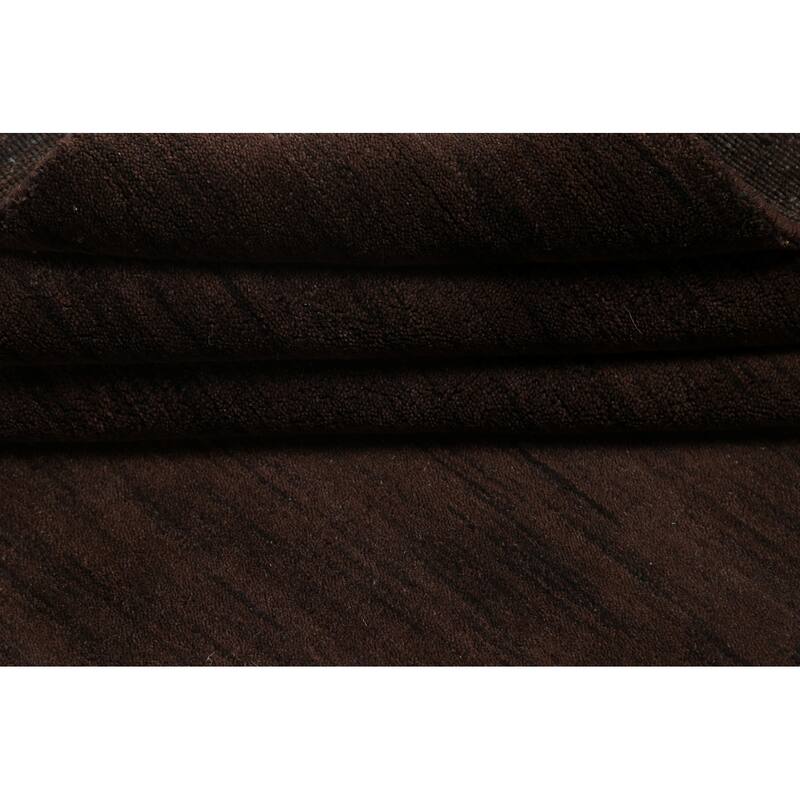 Brown Solid Gabbeh Oriental Wool Area Rug Hand-knotted Bedroom Carpet - 6'2" x 9'2"