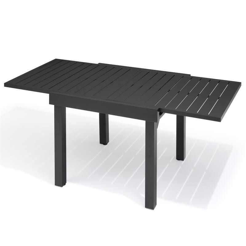 VredHom Aluminum Outdoor Rectangle Extendable Dining Table - Black-63in