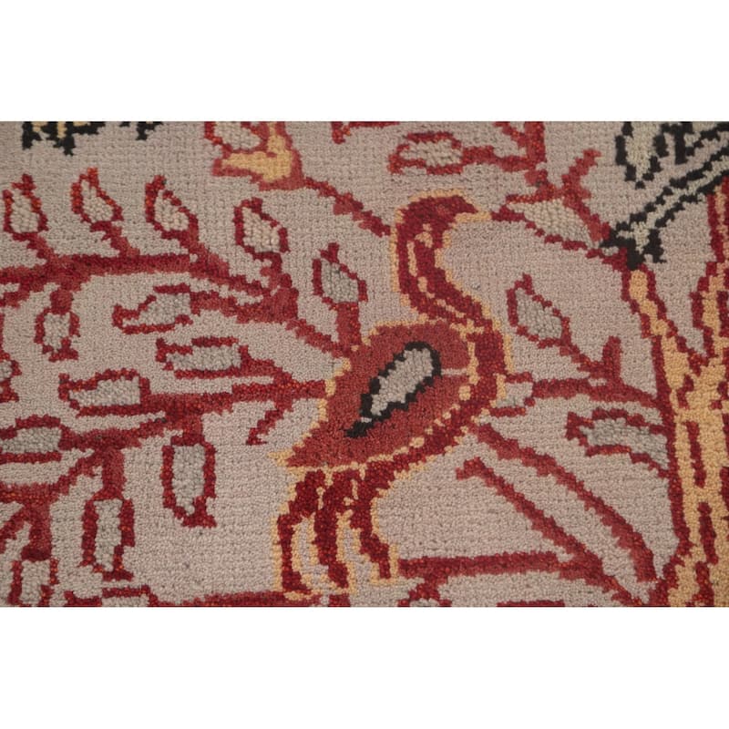 Animal Pictorial Ziegler Runner Rug Hand-Knotted Beige Wool Carpet - 2'6"x 8'1"