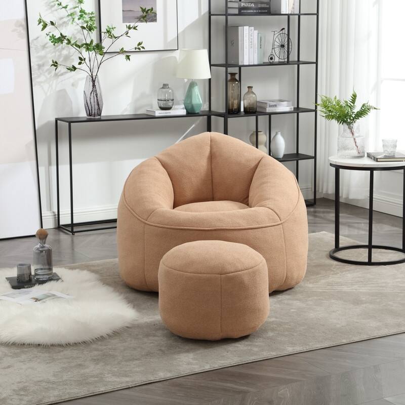Compressed Foam Bean Bag Chair with Footrest - Plush Lounger for Modern Living Spaces