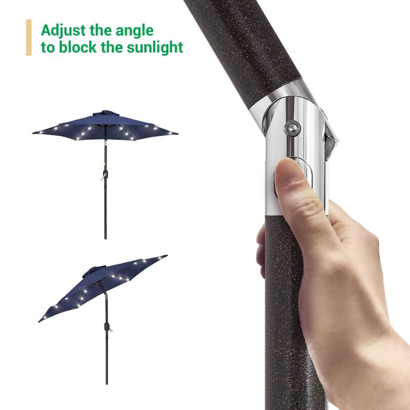 LIVOOSUN Patio 7.5 Feet Market Solar LED Light Umbrella