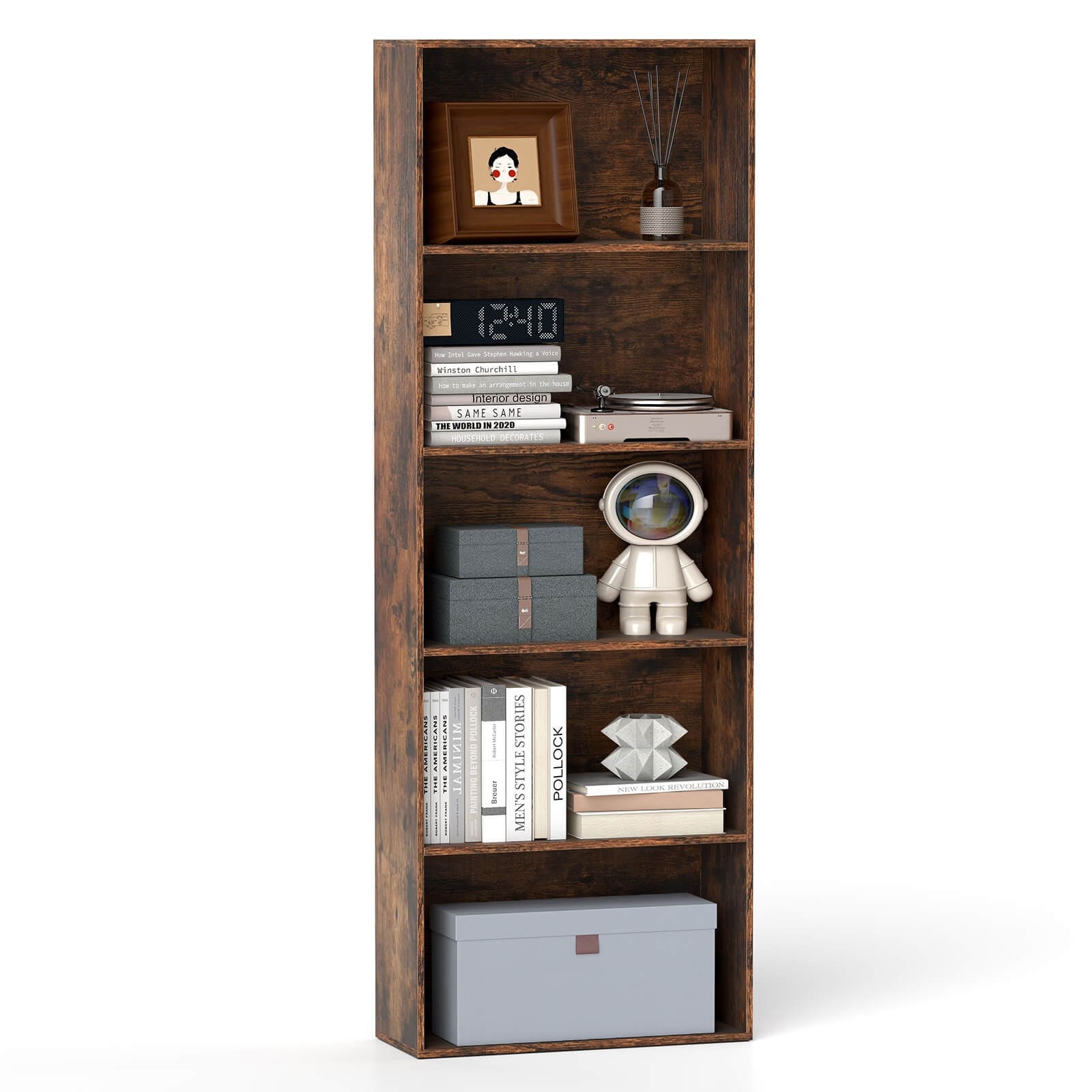 Costway 5-Shelf Storage Bookcase Modern Multi-Functional Display - See Details