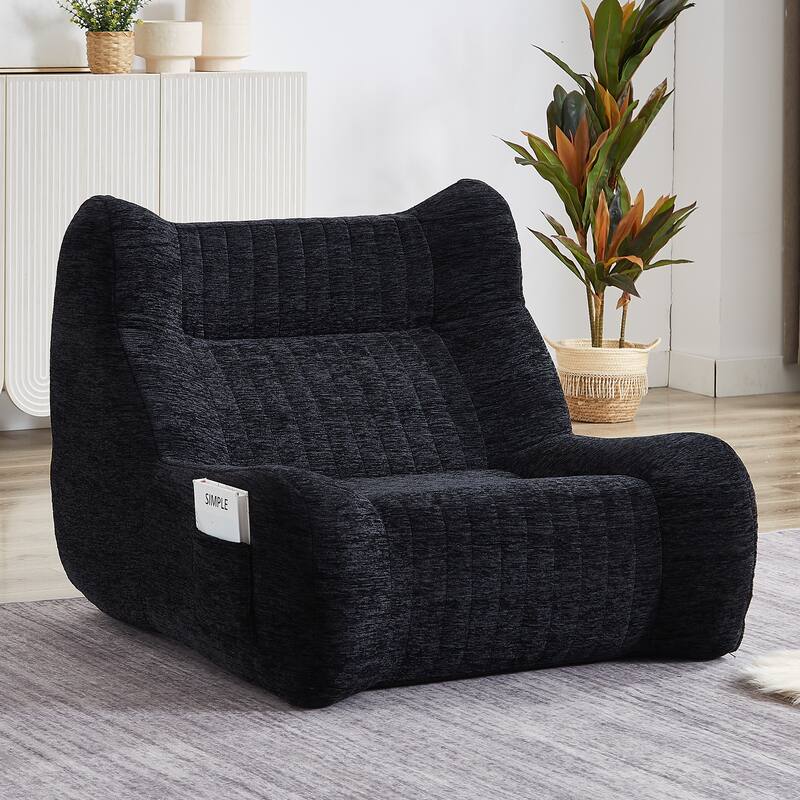 Bean Bag Chair for Adults - Oversized Comfy Lazy Floor Sofa (Black)