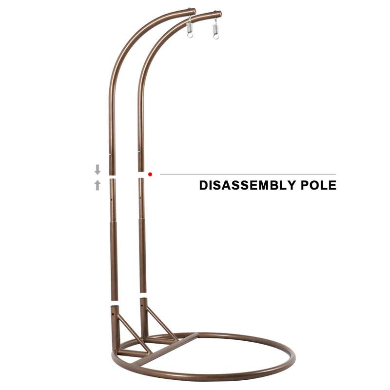 LeisureMod Full Wicker Double Egg Chair - Heavy-Duty Rust-Resistant Stand - 2-Person Outdoor Patio Hammock Swing with Cushions