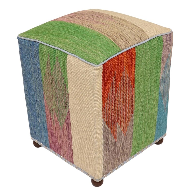 Modern Cato Handmade Kilim Upholstered Ottoman