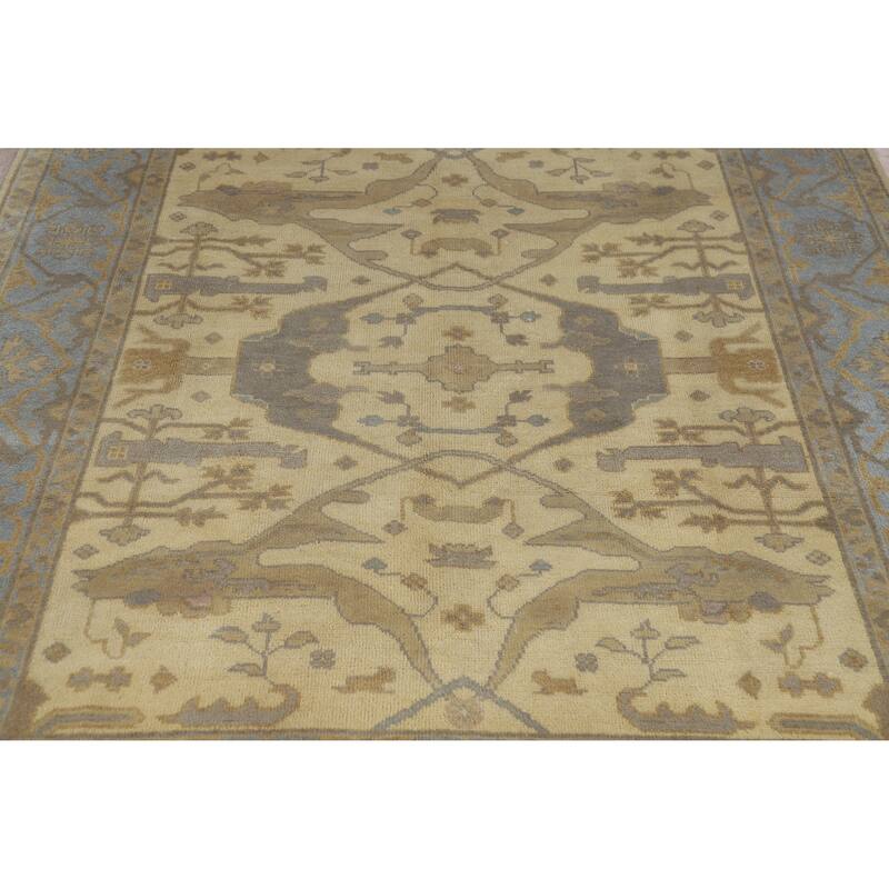 Oushak Indian Area Rug Handmade Transitional Beige Wool Carpet - 8'1" x 9'8"
