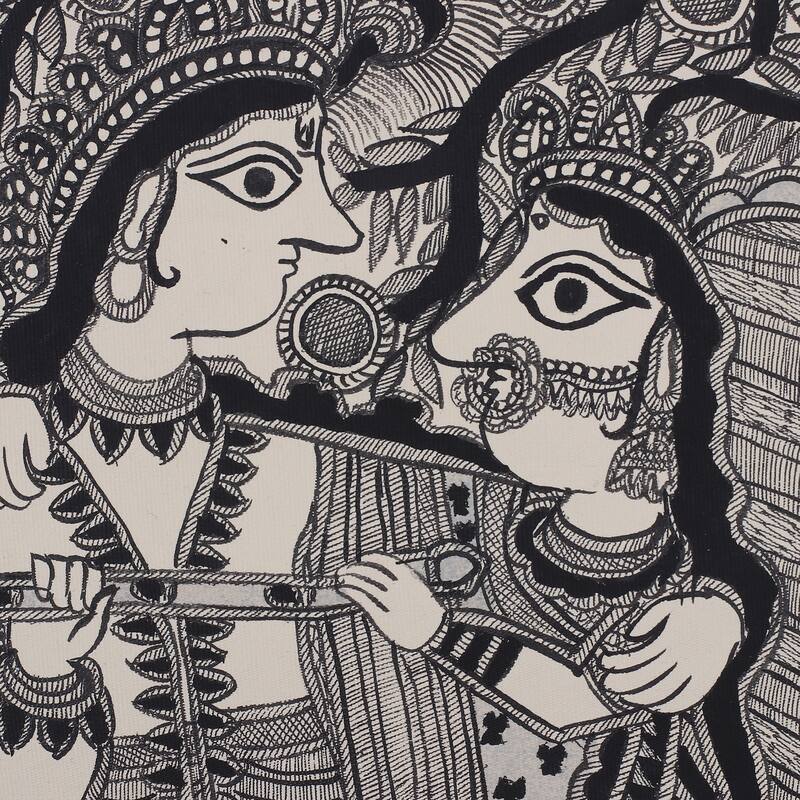 Novica Handmade Radha And Krishna Saga Madhubani Painting