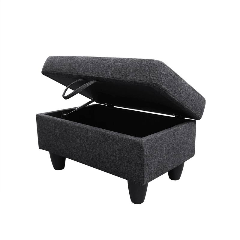 Durable 3PC Sectional Sofa with Double Spring Support, Breathable Fabric, Storage Ottoman