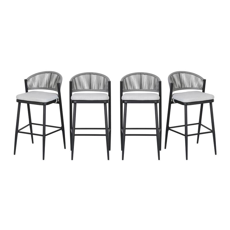 Christopher Knight Home - Beverly Outdoor Barstools with Scallop Backrest (Set of 4) - Iron