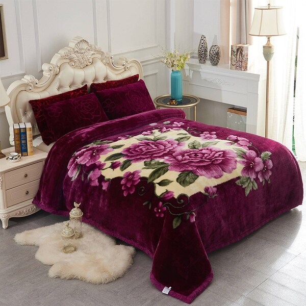 ご自宅用限定お買い得品 Floral & Animal 2-Ply Heavy Raschel Blanket 85 その他