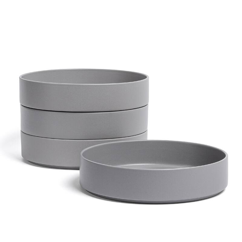 over&back Stackable 40oz Semi-Matte Stoneware Dinner Bowls - Charcoal