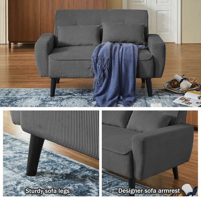 4-Piece Corduroy Living Room Sectional Sofa Set with Loveseat and Chair