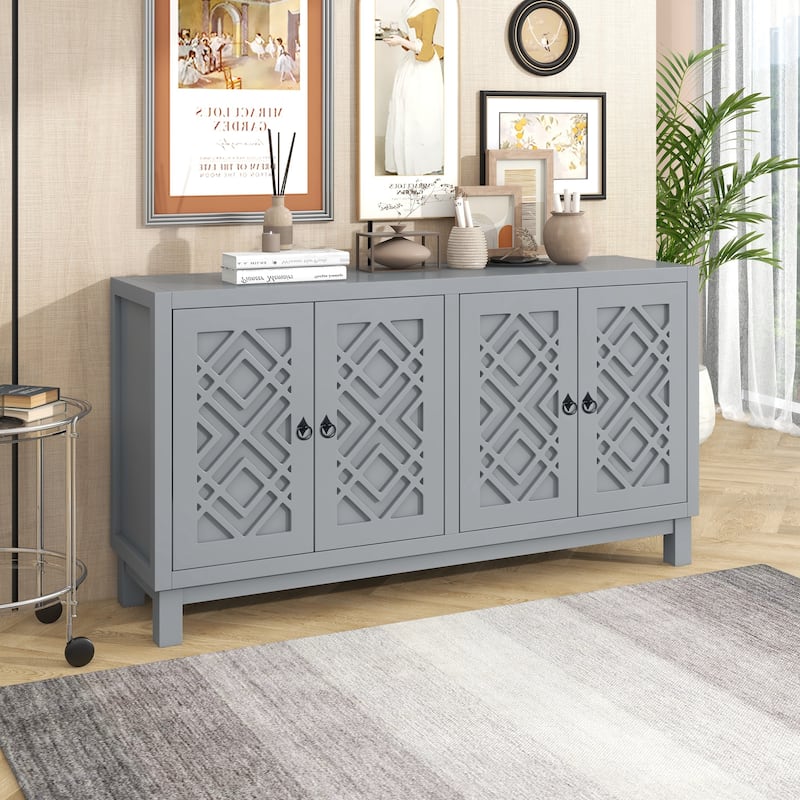 Nestfair 4 Door Buffet Cabinet Sideboard with Pull Ring Handles