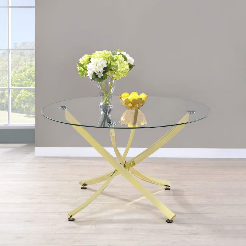 Beckham Brass and Clear Round Dining Table