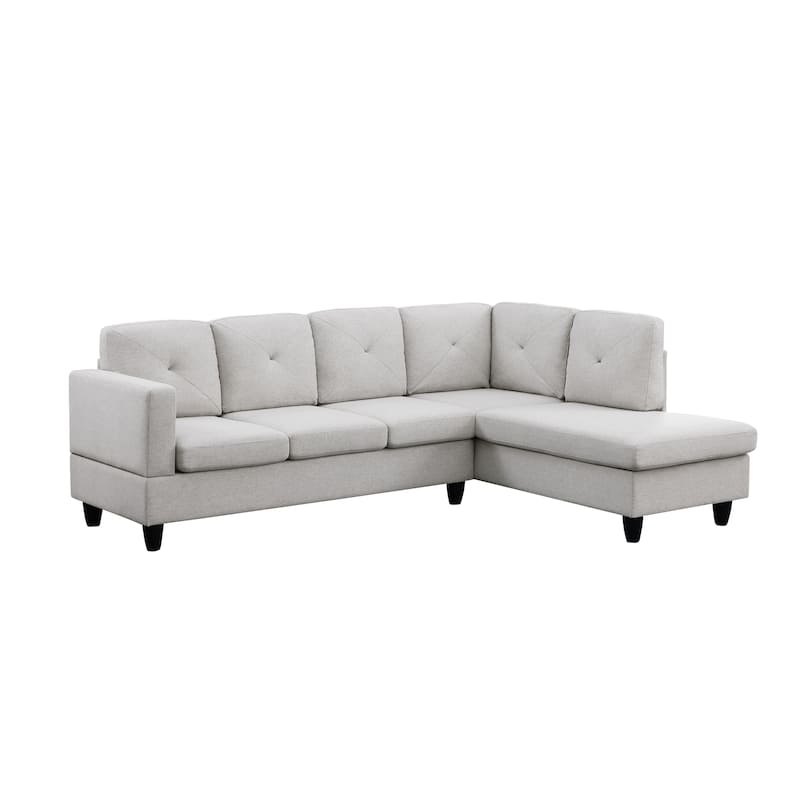 96" Light Gray Linen Sectional Sofa w/ Right Facing Chaise