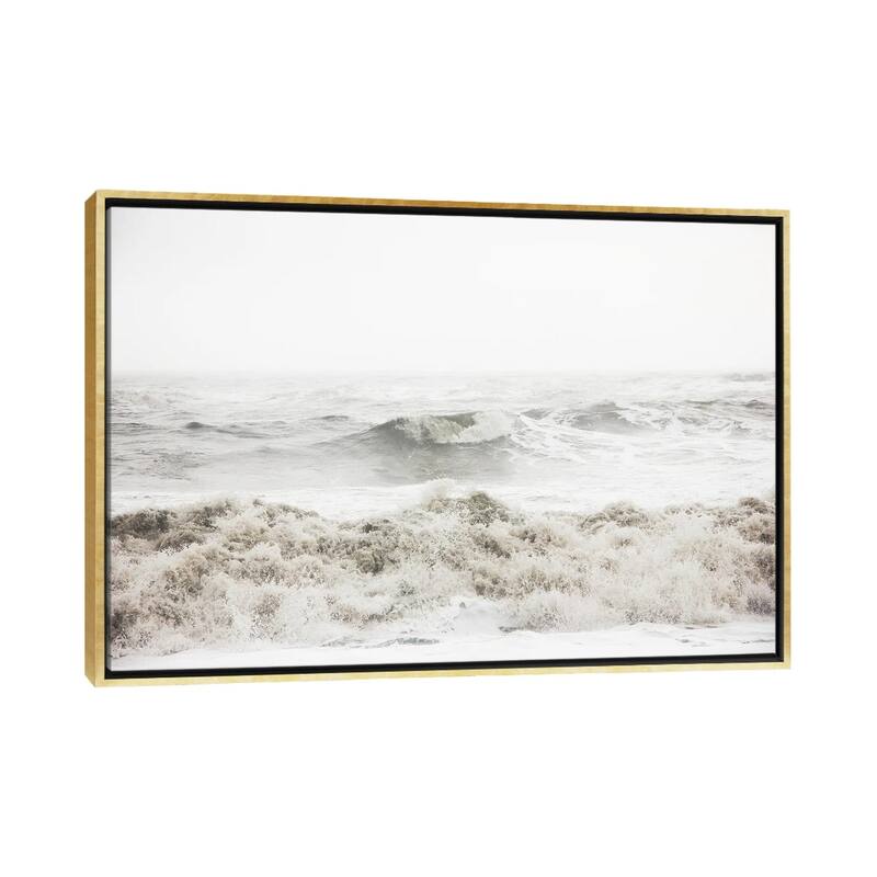 iCanvas "Breaking Waves" by Design Fabrikken Framed Canvas Print - Gold - 18x26