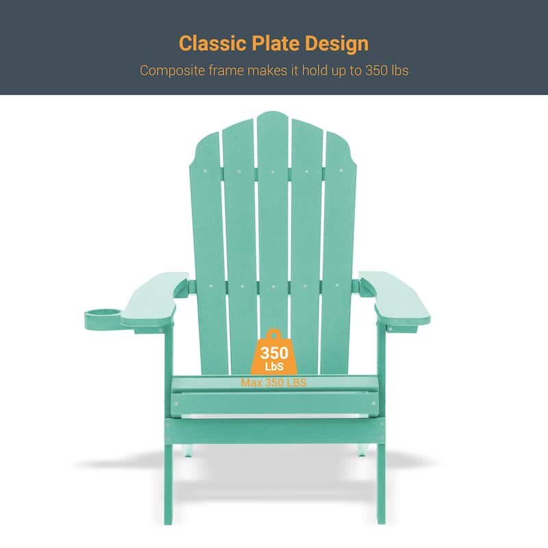 LIVOOSUN Outdoor Folding Adirondack Chair w/Cup Holder,Fire Pit Chairs