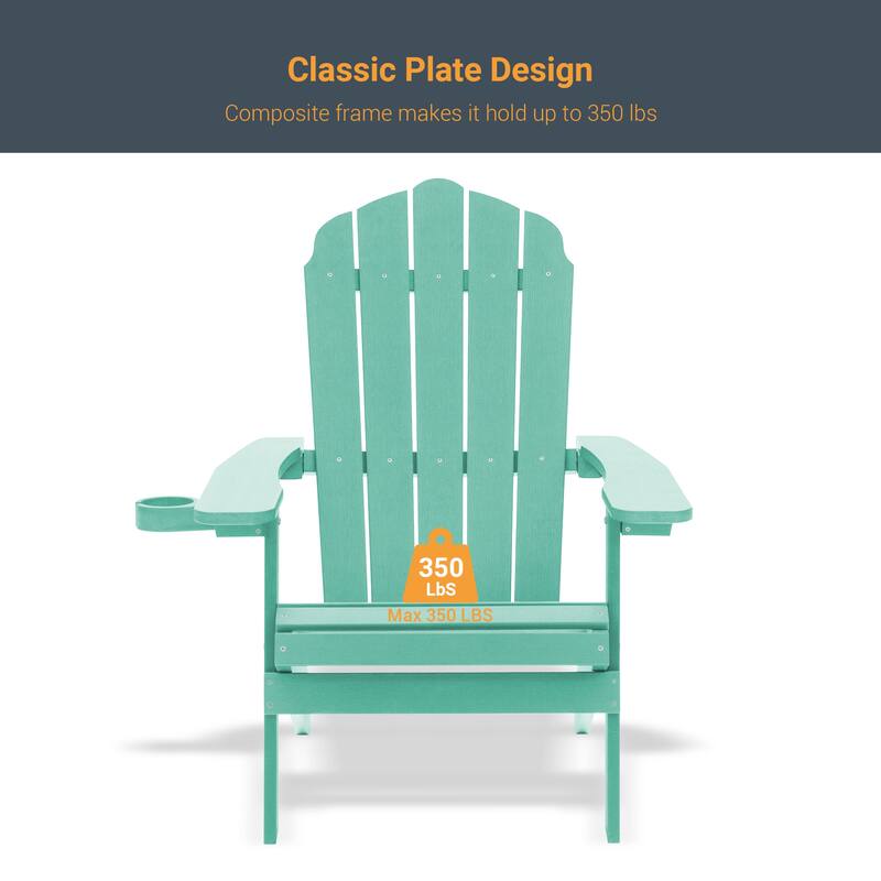 LIVOOSUN Outdoor Folding Adirondack Chair w/Cup Holder Set of 2 or 4