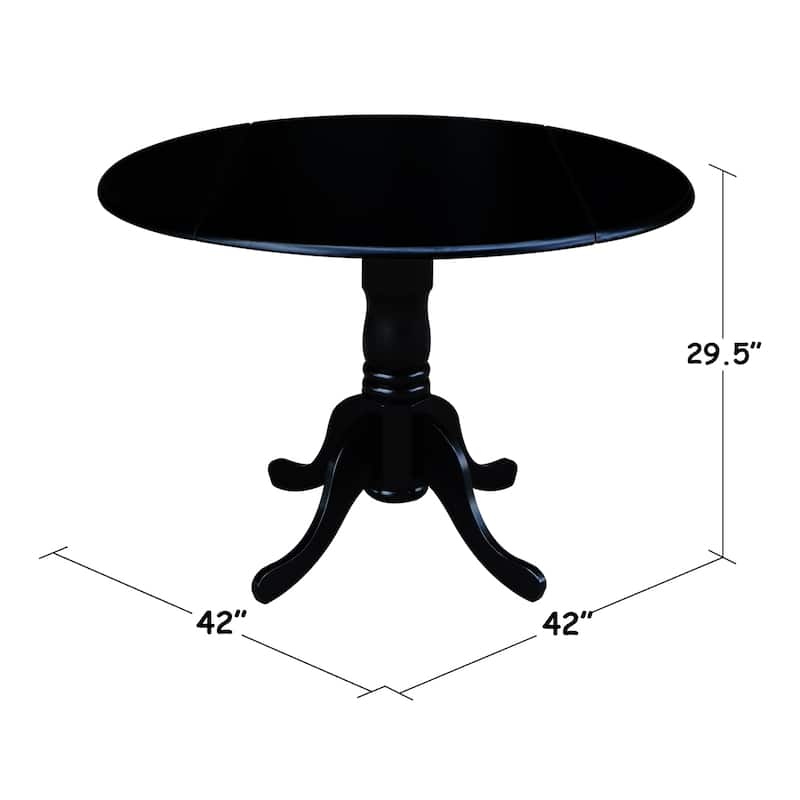 Round Pedestal Base Solid Wood 42-inch Drop-leaf Dining Table