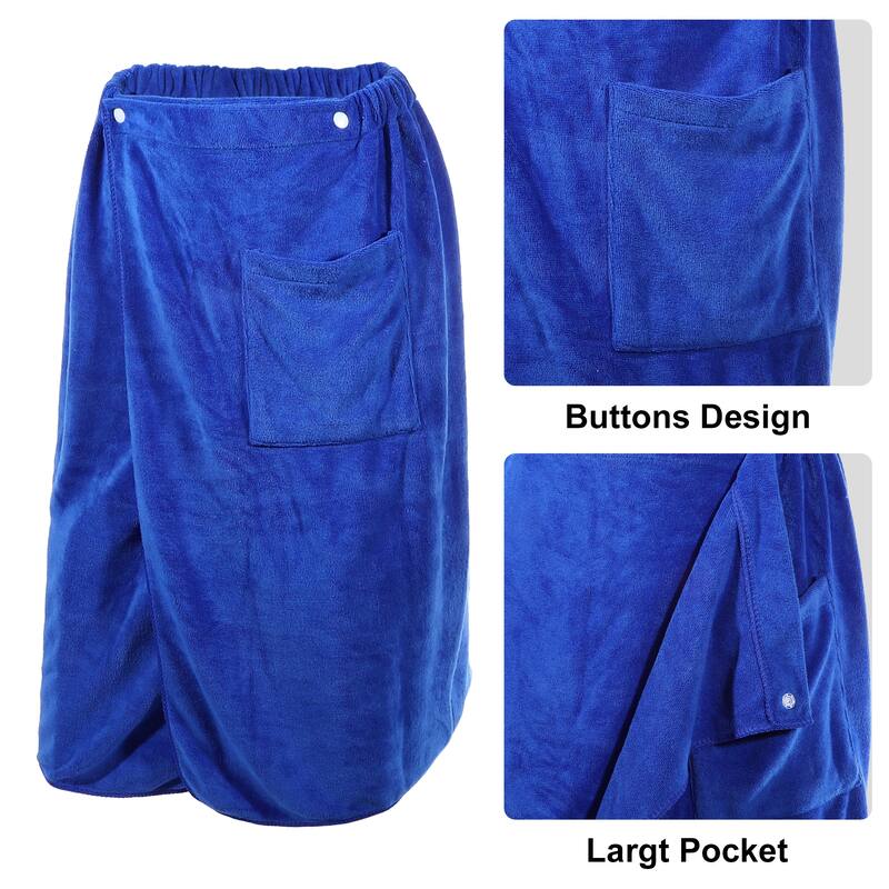 2 Pcs Men's Bath Wrap Towel, Body Wrap for Shower Spa, Adjustable Robes Blue Brown