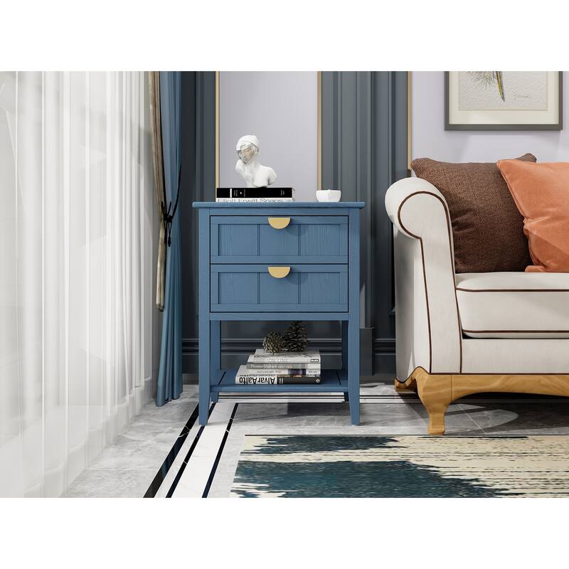 2 Drawer Side table,American style, End table,Suitable for bedroom, living room, study
