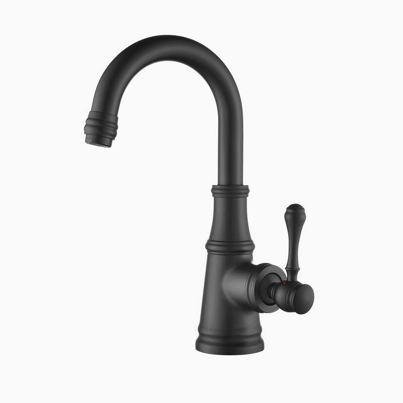 10.9"H Solid Brass Single-handle Bathroom Sink Faucet - Matte Black