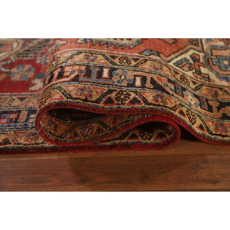 Vegetable Dye Heriz Persian Vintage Runner Rug Hand-knotted Carpet - 3'6"x 10'10"