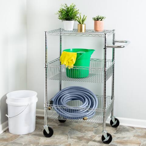 Chrome Steel 3-Tier Utility Cart