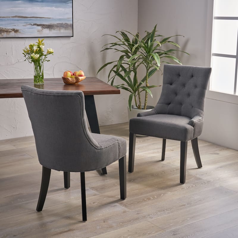 Christopher Knight Home Cheney Contemporary Tufted Dining Chairs (Set of 2) - 21.50" L x 25.00" W x 36.00" H - Dark Grey/Dark Brown