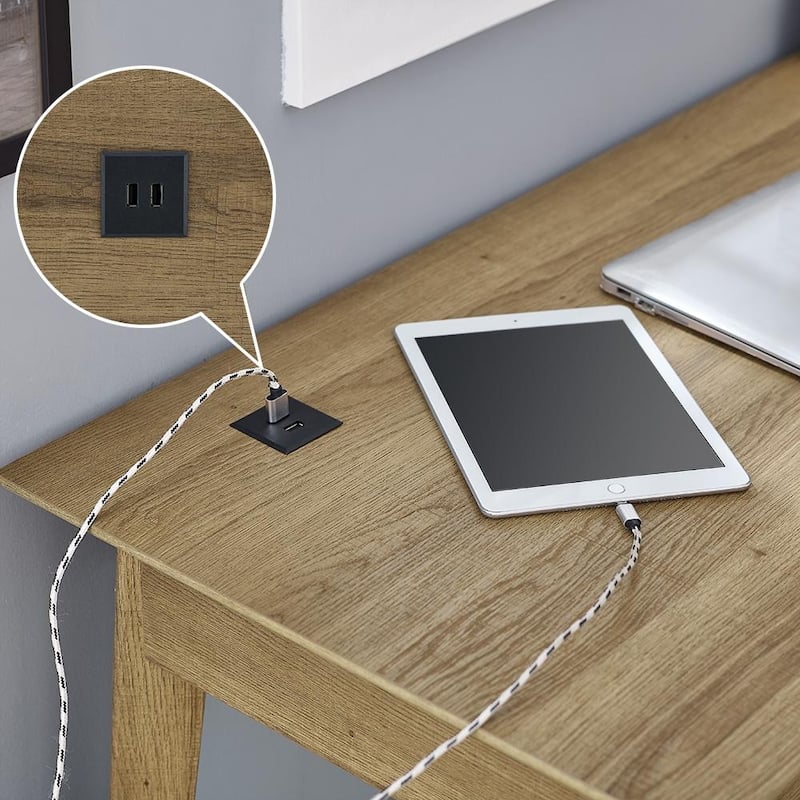 Caffoz Home Office Modern Writing Desk with Drawer and USB Hub