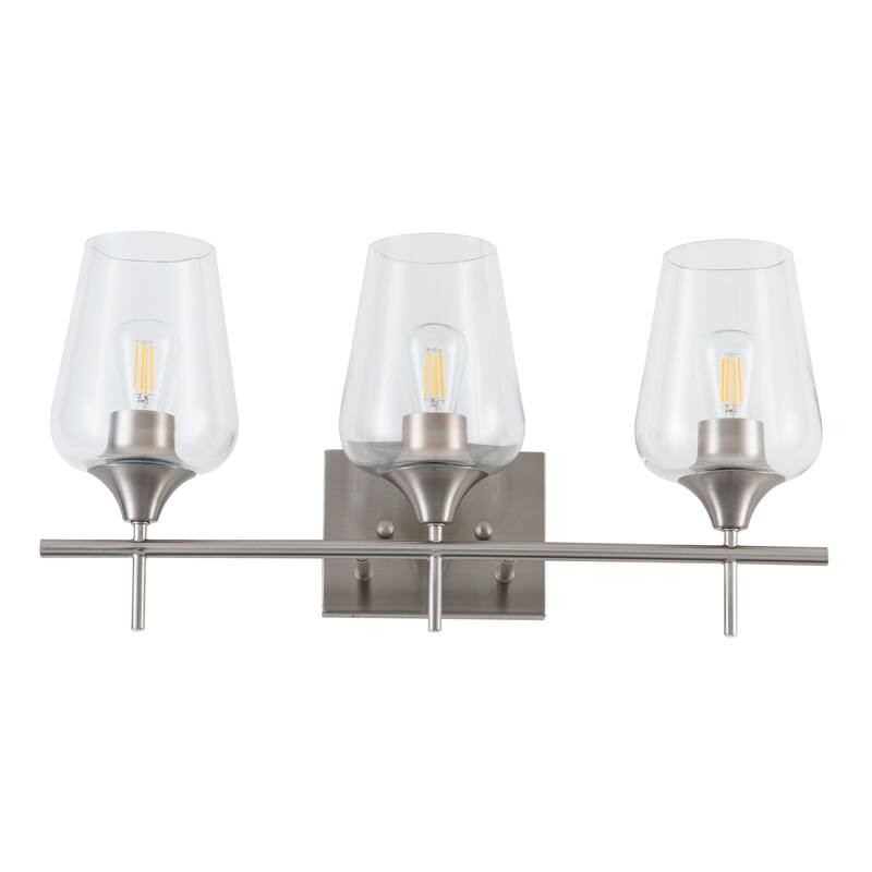 CO-Z Wall Sconce Vanity Lights with Glass Shade 2-Light/3-Light - Brushed Nickel - Brushed Nickel
