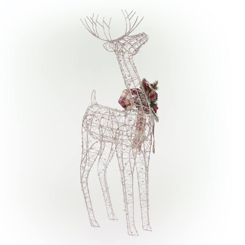 Alpine Corporation Gold Wire Holiday Decor Reindeer with Warm White LED Lights