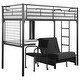 preview thumbnail 8 of 6, Jenner Black Metal Frame Twin Futon Workstation Loft Bed